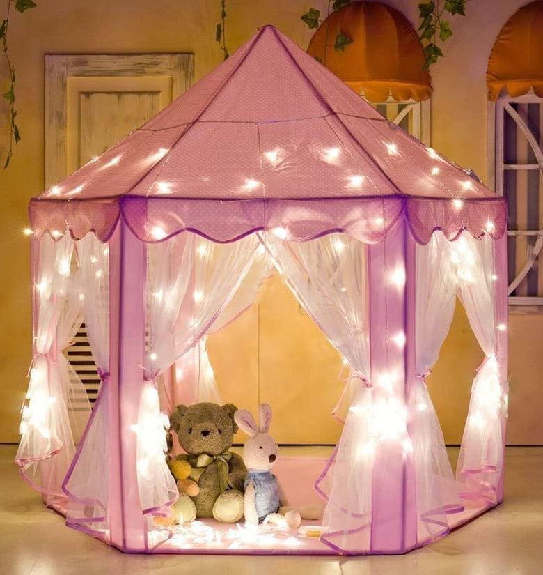 Princess Indoor Playhouse Toy Play Tent for Kids Toddlers with Mat Floor and Carry Bag (Pink)