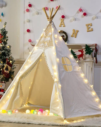 5 Poles Giant Kids Teepee Tent (Natural Canvas)