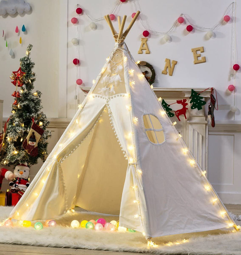 5 Poles Giant Kids Teepee Tent (Natural Canvas)