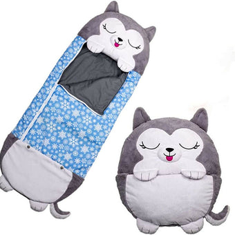 Kids Sleeping Bag Happy Children Toy Plush Grey Husky Large