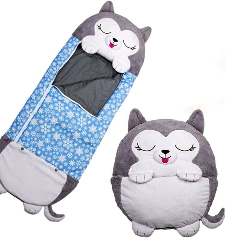 Kids Sleeping Bag Happy Children Toy Plush Grey Husky Large