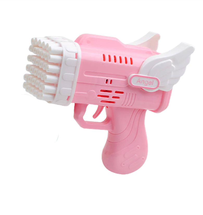 Bubblerainbow 42 Hole Angel Wing Automatic Bubble Blowing Lovely Bubble Gun Launcher Toy Pink